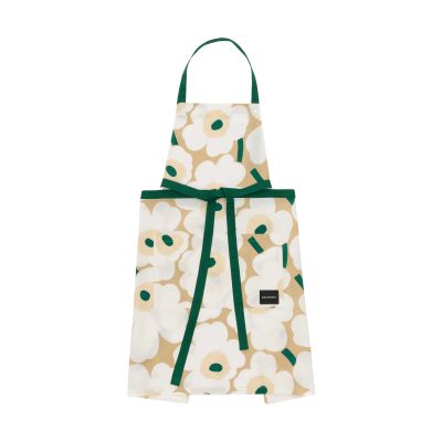 Marimekko Pieni Unikko esiliina Sand-white-hay-emerald