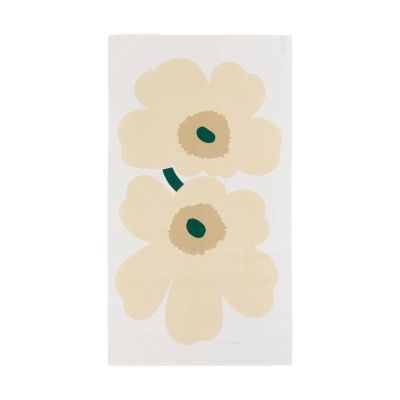 Marimekko Unikko pöytäliina White-hiekanvärinen-smaragdi