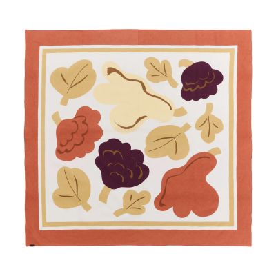 Marimekko Kukasta Kukkaan hertta White-terracotta-okra-luumu, 140x140 cm
