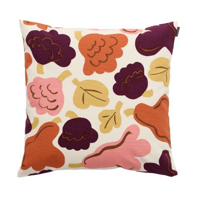 Marimekko Pieni Kukasta Kukkaan tyynynpäällinen Off white-luumu-vaaleanpunainen-terracotta, 50x50 cm