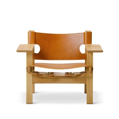 Fredericia Furniture Espanjalainen tuoli nojatuoli nahkainen konjakkiöljytty tammi