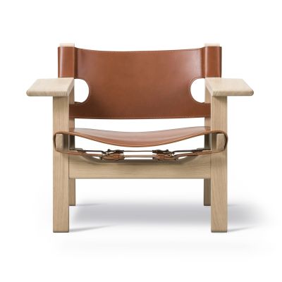 Fredericia Furniture Espanjalainen tuoli nojatuoli Nahka cognac-vaalea öljytty tammi