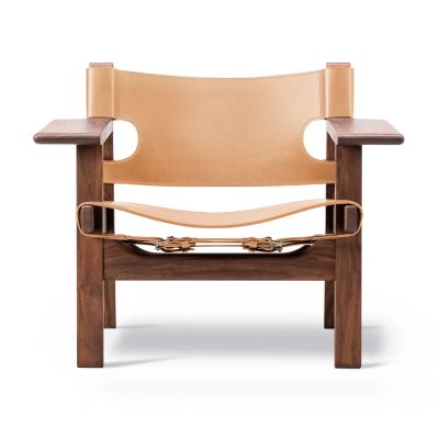 Fredericia Furniture Espanjalainen tuoli nojatuoli Nahkainen luonnöljytty pähkinä