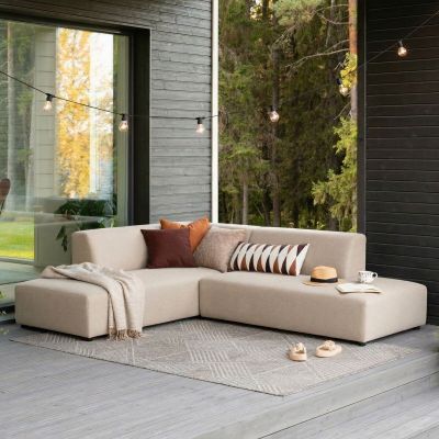 Veke Newland avokulmasohva vasen vaalea beige, kuvausmalli