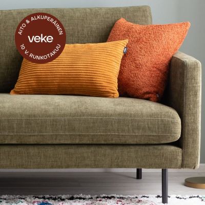 Veke Scandic Copenhagen 3,5-istuttava sohva vihreä Home 14, mustat jalat, asiakaspala