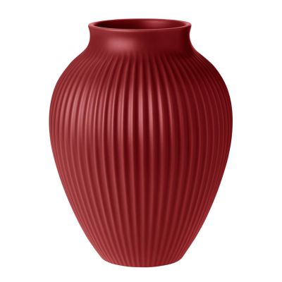 Knabstrup Keramik - Knabstrup maljakko 27 cm ripple-pehmeä kirsikanpunainen