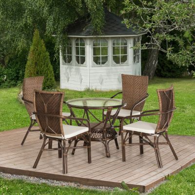 4Living Atalanta rottinki 4-hengen ruokailuryhmä tummanruskea | Alk. 998,00 €