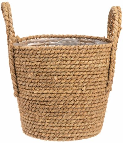 4living Linnea pyöreä koriruukku kahvoilla L Ø24 cm luonnonväri