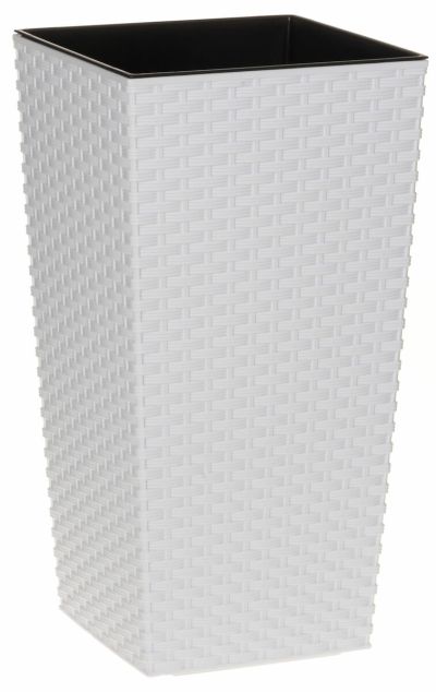 4Living Rattan ruukku valkoinen 25x25x46,5 cm | Alk. 16,90 €