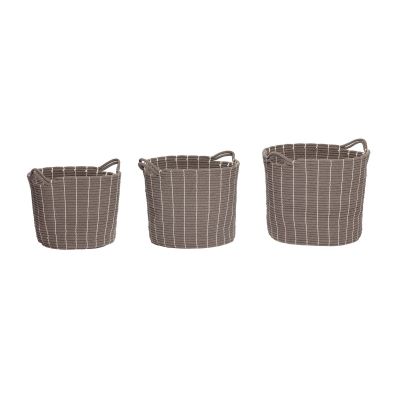 Hübsch Puuvillakori kahvoilla 3-pack Pyöreä-puuvilla | Alk. 101,70 €