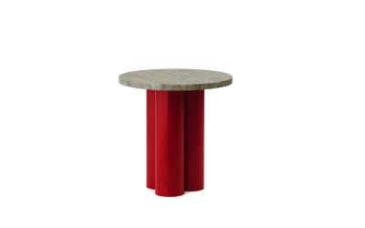 Normann Copenhagen Dit sivupöytä Ø40 cm Kirkkaanpunainen-Hopea-travertiini | Alk. 410,00 €