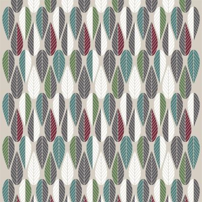 Arvidssons Textil Blader kangas viininpunainen-vihreä-harmaa | Alk. 21,90 €