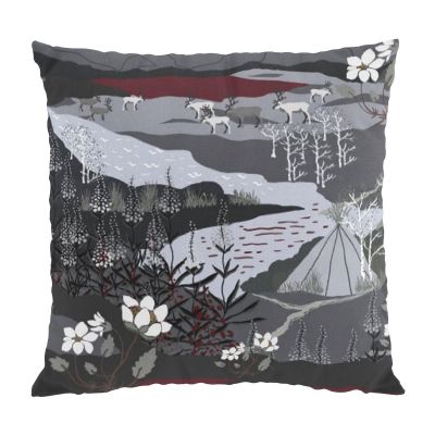 Arvidssons Textil Fjällvandring tyynynpäällinen 47x47 cm Harmaa-viininpunainen | Alk. 15,09 €