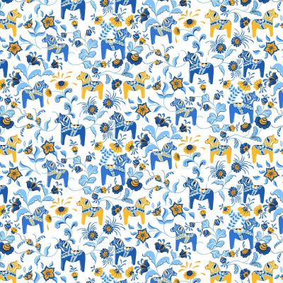 Arvidssons Textil Leksand mini kangas Sininen-keltainen | Alk. 22,50 €