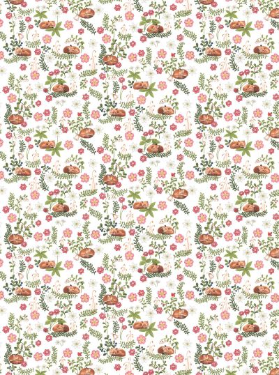 Arvidssons Textil Sova räv -kangas Vihreä-vaaleanpunainen | Alk. 18,55 €