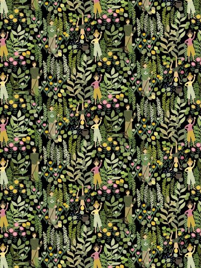 Arvidssons Textil Trädgård kangas Musta-vihreä | Alk. 19,81 €