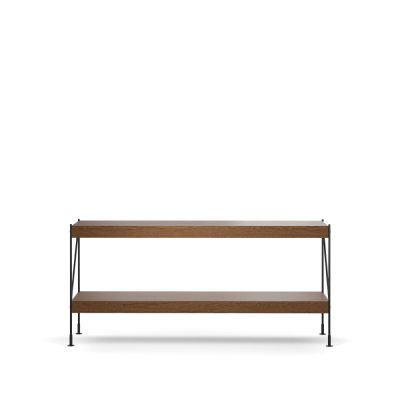 Audo Copenhagen Zet hyllyjärjestelmä Oak dark stained, 1x2, black steel base