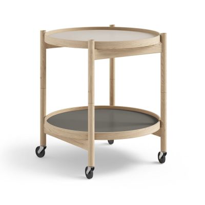 Brdr. Krüger Bølling Tray Table model 50 -rullapöytä Stone, käsittelemätön tammirunko | Alk. 753,00 €
