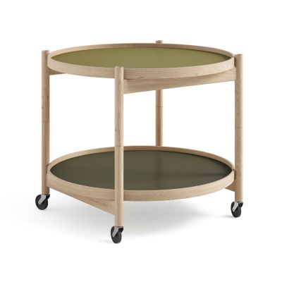 Brdr. Krüger Bølling Tray Table model 60 rullapöytä Leaf, käsittelemätön tammirunko | Alk. 1 004,40 €