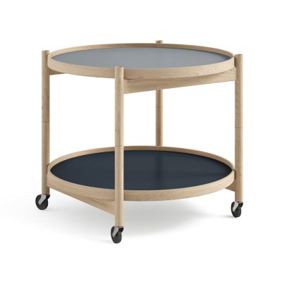 Brdr. Krüger Bølling Tray Table model 60 rullapöytä Water, käsittelemätön tammirunko