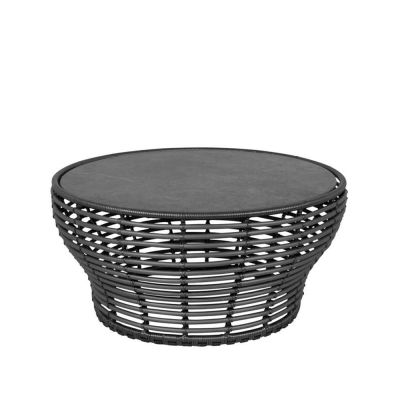 Cane-line Basket sohvapöytä Fossil musta, suuri, harmaa punottu alusta | Alk. 1 900,09 €