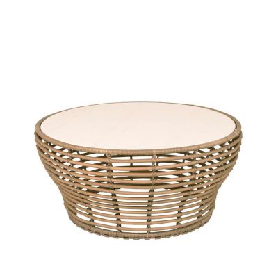 Cane-line Basket sohvapöytä Travertiini, suuri, luonnonpunottu alusta | Alk. 1 900,09 €