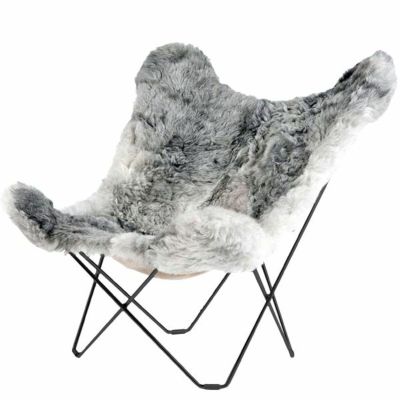 Cuero Iceland Mariposa Shorn Grey lepakkotuoli, musta jalka | Alk. 1 330,00 €
