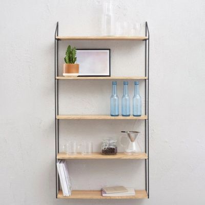 Day Air seinähylly 5-osainen musta/puunväri | Alk. 49,90 €