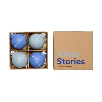 Design Letters XMAS Stories joulukoriste Ø4 cm 4 osaa Cobalt blue-light blue | Alk. 33,50 €