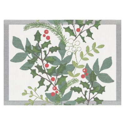 Ekelund Linneväveri Julia pöytätabletti 35x48 cm Valkoinen-vihreä | Alk. 11,90 €