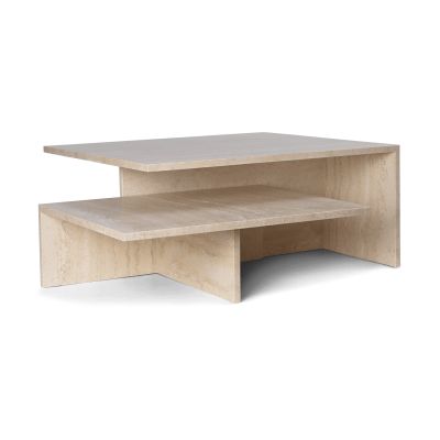ferm LIVING Distinct Grande Duo sohvapöytä 133x70x35 cm Travertiini | Alk. 1 626,00 €