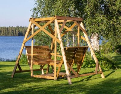 GRÖN vastakkain istuttava keinu, vihreä, kestopuuta