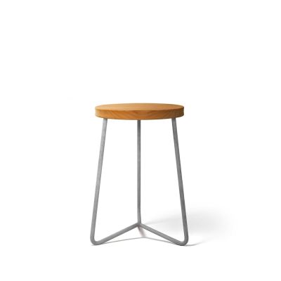Grythyttan Stålmöbler V-1 jakkara Teak-45-kuumasinkitty teräsrunko | Alk. 320,00 €