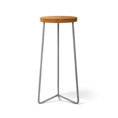 Grythyttan Stålmöbler V-1 jakkara Teak-63-kuumasinkitty teräsrunko | Alk. 330,00 €