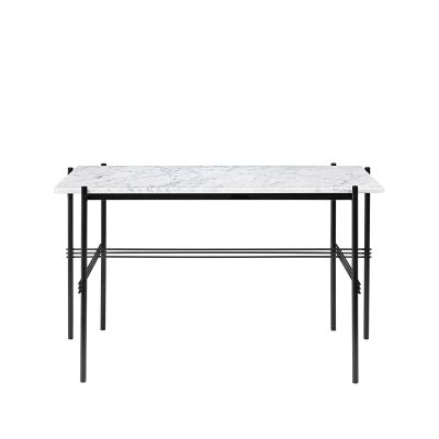 GUBI TS Desk -kirjoituspöytä Marble white, mustaksi maalattu teräs