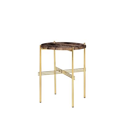 GUBI TS Round -sivupöytä Brown emperador marble, ø 40, messinkirunko | Alk. 799,00 €