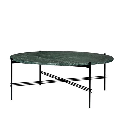 GUBI TS Round -sohvapöytä Green guatemala marble, ø 105, musta runko | Alk. 1 483,00 €