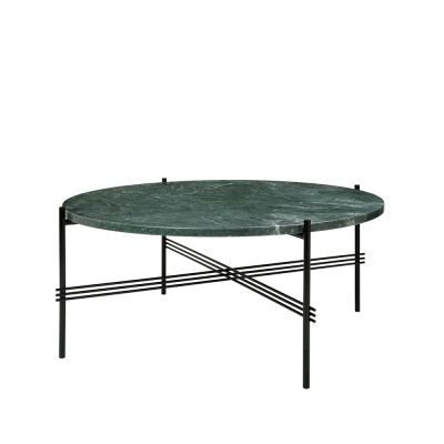 GUBI TS Round -sohvapöytä Green guatemala marble, ø 80, musta runko | Alk. 1 499,00 €