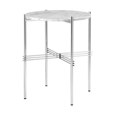 GUBI TS sivupöytä kiillotettu teräs Ø 40 White carrara marble | Alk. 704,00 €