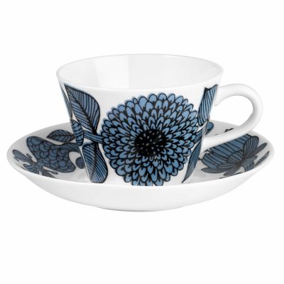 Gustavsberg Blå Aster kahvikuppi lautasella, 15 cl | Alk. 68,00 €