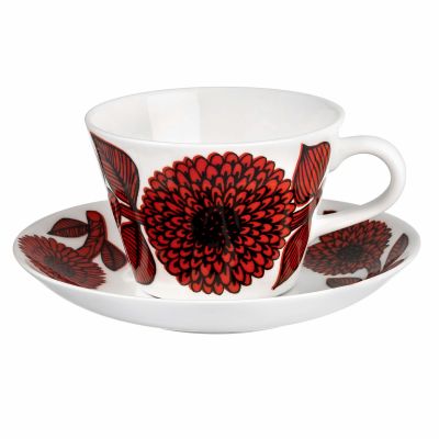 Gustavsberg Röd Aster kahvikuppi lautasella, 15 cl | Alk. 56,00 €
