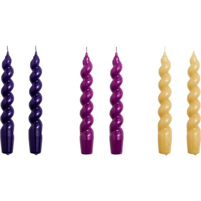 HAY Spiral kynttilät 6 kpl, liila/fuksia/sinappi | Alk. 17,00 €