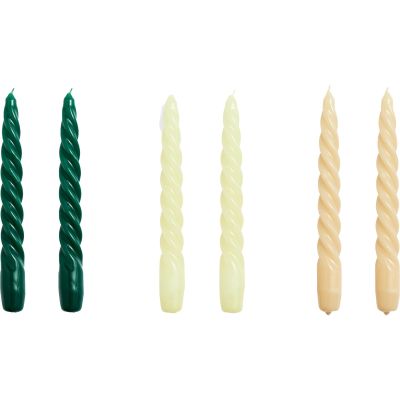HAY Twist kynttilä 6 kpl, vihreä/sitrus/beige