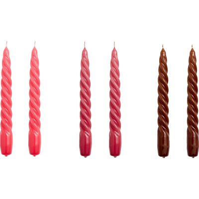 HAY Twist kynttiläsetti 6 kpl, vadelma/punssi/ruskea