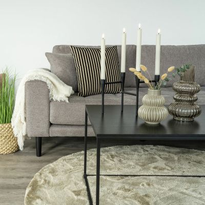 House Nordic metallinen 4-os kynttilänjalka 15x28x21 cm musta