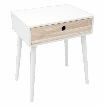 House Nordic Parma yöpöytä 1-laatikolla valkoinen/puu | Alk. 79,00 €