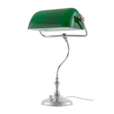 Karlskrona Lampfabrik Bankiirilamppu pöytävalaisin nikkelöity-vihreä | Alk. 415,90 €