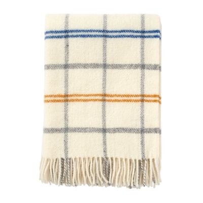 Klippan Yllefabrik Tartan villahuopa, 130 x 200 cm Valkoinen-keltainen-sininen | Alk. 80,09 €
