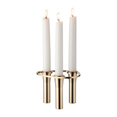 LIND DNA Lind Curve yhdisteltävä kynttilänjalka 24K kultapinnoitettu Triple