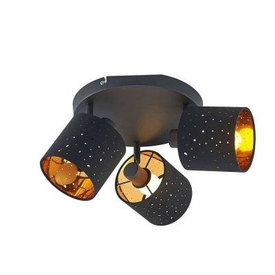 Lindby - Darima 3 Round Kattovalaisin Black/Gold | Alk. 28,00 €